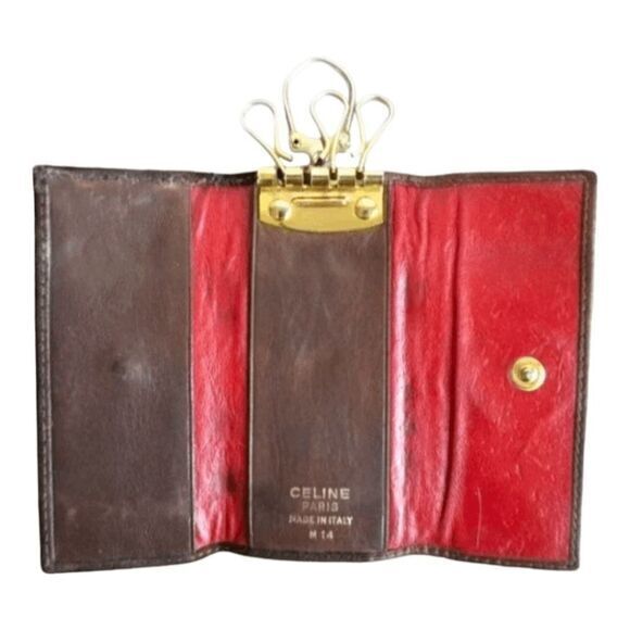 Vintage Celine key organizer fob chocolate‎ brown leather + suede - Picture 4 of 4